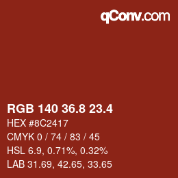 カラーコード: RGB 140 36.8 23.4 | qconv.com