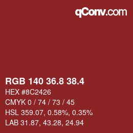 カラーコード: RGB 140 36.8 38.4 | qconv.com