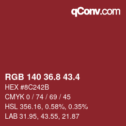 カラーコード: RGB 140 36.8 43.4 | qconv.com