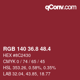カラーコード: RGB 140 36.8 48.4 | qconv.com