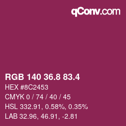 カラーコード: RGB 140 36.8 83.4 | qconv.com