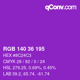 颜色代码: RGB 140 36 195 | qconv.com