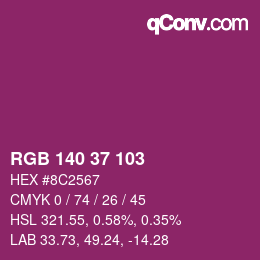 カラーコード: RGB 140 37 103 | qconv.com