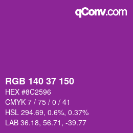 Color code: RGB 140 37 150 | qconv.com