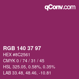 Color code: RGB 140 37 97 | qconv.com