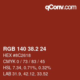 カラーコード: RGB 140 38.2 24 | qconv.com