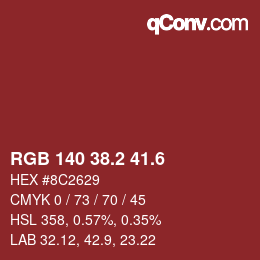 カラーコード: RGB 140 38.2 41.6 | qconv.com