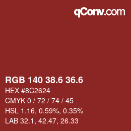 カラーコード: RGB 140 38.6 36.6 | qconv.com