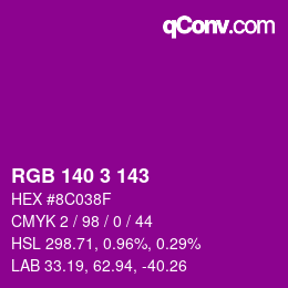Color code: RGB 140 3 143 | qconv.com