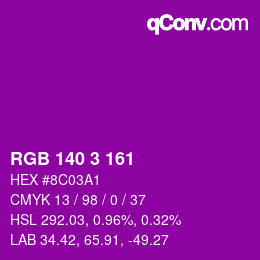 カラーコード: RGB 140 3 161 | qconv.com
