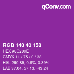 Color code: RGB 140 40 158 | qconv.com