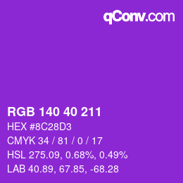 Color code: RGB 140 40 211 | qconv.com