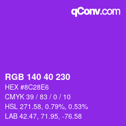 Color code: RGB 140 40 230 | qconv.com