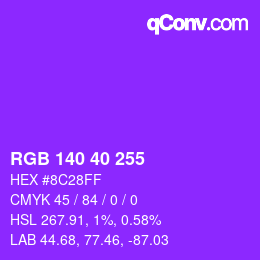 Color code: RGB 140 40 255 | qconv.com