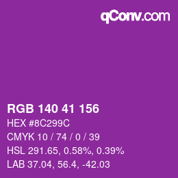 Color code: RGB 140 41 156 | qconv.com