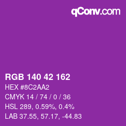 颜色代码: RGB 140 42 162 | qconv.com