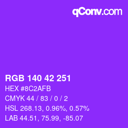 Color code: RGB 140 42 251 | qconv.com