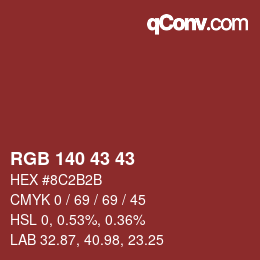 Color code: RGB 140 43 43 | qconv.com