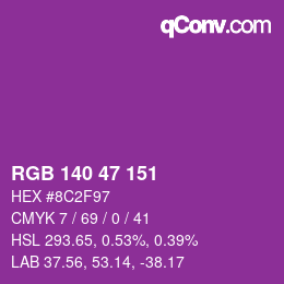 Color code: RGB 140 47 151 | qconv.com