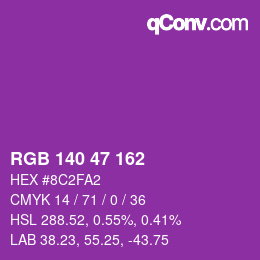 Color code: RGB 140 47 162 | qconv.com