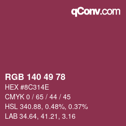Color code: RGB 140 49 78 | qconv.com