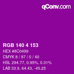カラーコード: RGB 140 4 153 | qconv.com