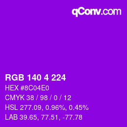 Color code: RGB 140 4 224 | qconv.com