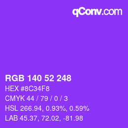 Color code: RGB 140 52 248 | qconv.com