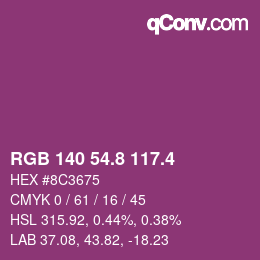 カラーコード: RGB 140 54.8 117.4 | qconv.com