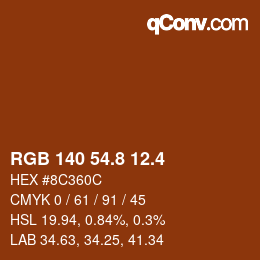 カラーコード: RGB 140 54.8 12.4 | qconv.com