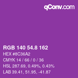 カラーコード: RGB 140 54.8 162 | qconv.com
