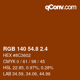カラーコード: RGB 140 54.8 2.4 | qconv.com