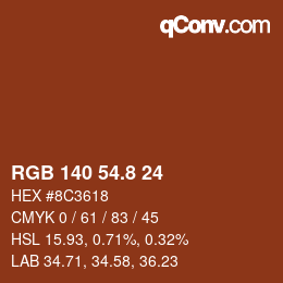 カラーコード: RGB 140 54.8 24 | qconv.com