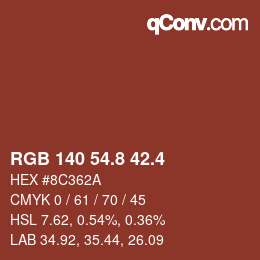 カラーコード: RGB 140 54.8 42.4 | qconv.com