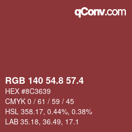 カラーコード: RGB 140 54.8 57.4 | qconv.com