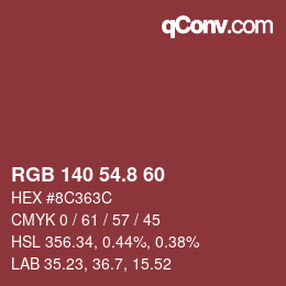 カラーコード: RGB 140 54.8 60 | qconv.com