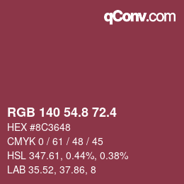 カラーコード: RGB 140 54.8 72.4 | qconv.com