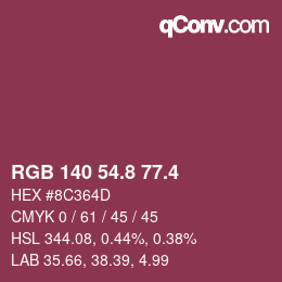 カラーコード: RGB 140 54.8 77.4 | qconv.com