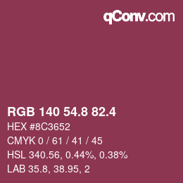 カラーコード: RGB 140 54.8 82.4 | qconv.com