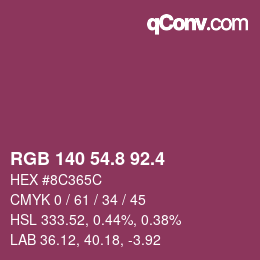 カラーコード: RGB 140 54.8 92.4 | qconv.com