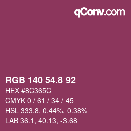 カラーコード: RGB 140 54.8 92 | qconv.com