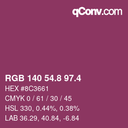 カラーコード: RGB 140 54.8 97.4 | qconv.com