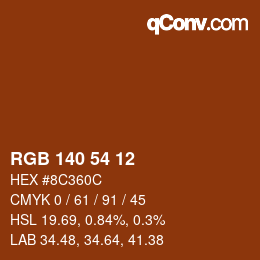 Color code: RGB 140 54 12 | qconv.com