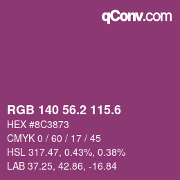カラーコード: RGB 140 56.2 115.6 | qconv.com