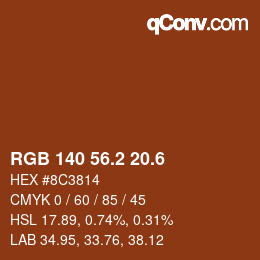カラーコード: RGB 140 56.2 20.6 | qconv.com