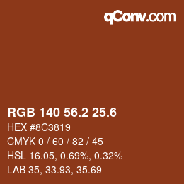カラーコード: RGB 140 56.2 25.6 | qconv.com