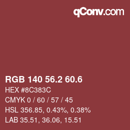 カラーコード: RGB 140 56.2 60.6 | qconv.com