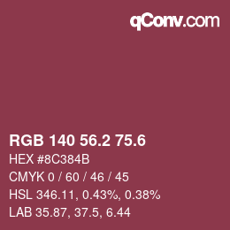 カラーコード: RGB 140 56.2 75.6 | qconv.com