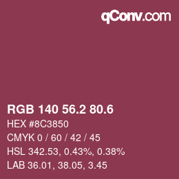 カラーコード: RGB 140 56.2 80.6 | qconv.com