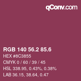 カラーコード: RGB 140 56.2 85.6 | qconv.com